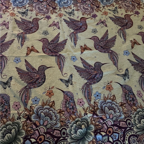 Mexican Blanket Reversible Cover Beautiful Birds Flowers 90”’by 80” - Picture 2 of 7